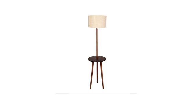 Faraday Floor Lamp with Side Table (Natural Linen Shade Colour, Light Walnut Base Finish) by Urban Ladder - Design 1 Side View - 675912