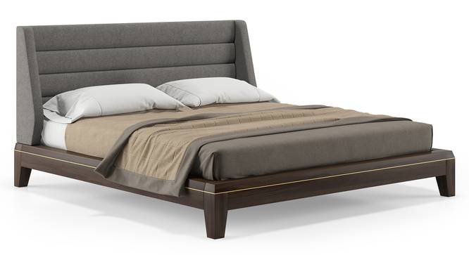 Taarkashi Upholstered Bed (Queen Bed Size, American Walnut Finish) by Urban Ladder - Close View - 