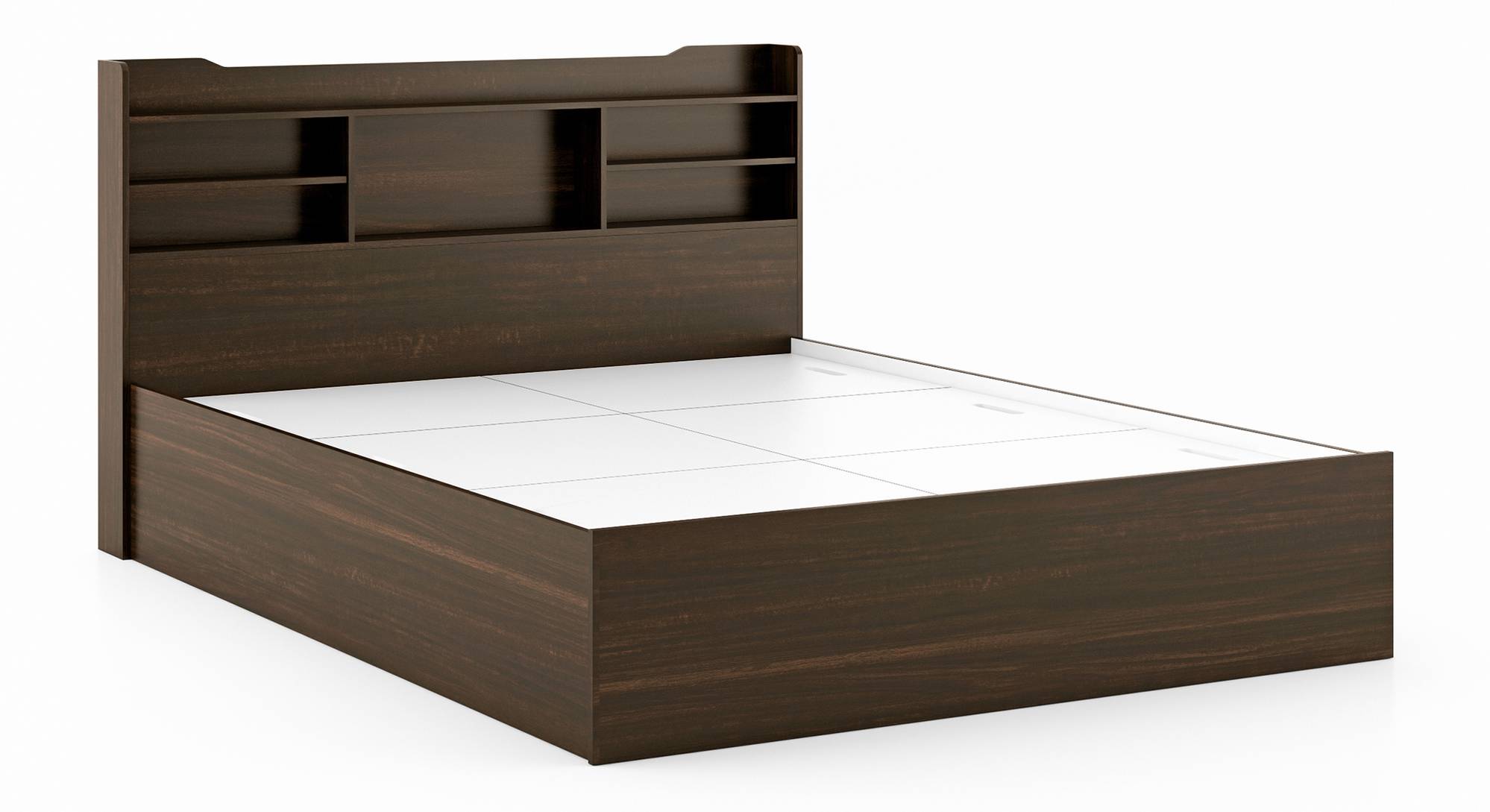 Sandon Engineered Wood King Size Box Storage Bed in Classic Walnut