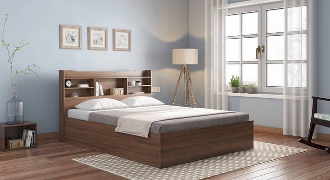 Sandon Storage Bed With Simplywud Essential Mattress (King Bed Size, Classic Walnut Finish) by Urban Ladder - Front View Design 1 - 676110