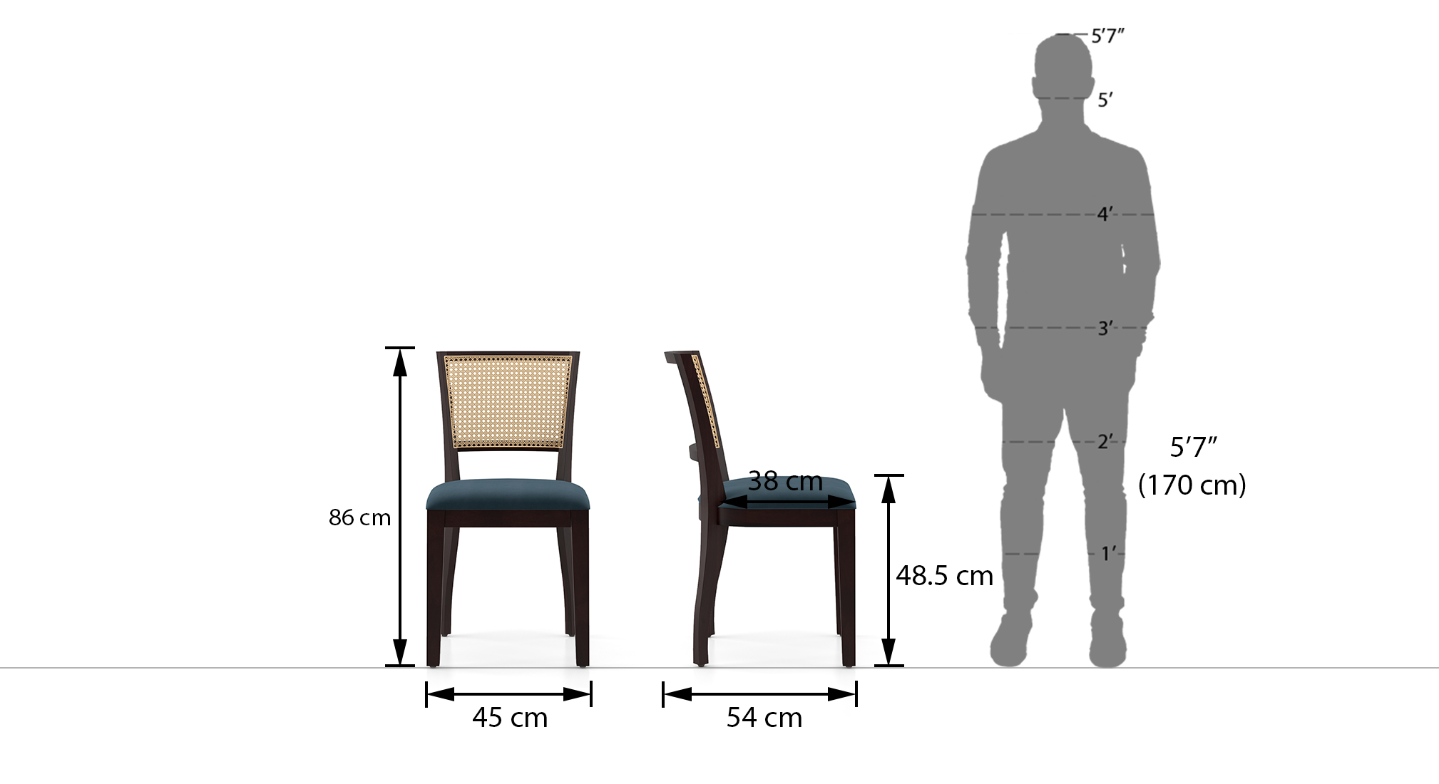 Argiro cane chair in mh and blue