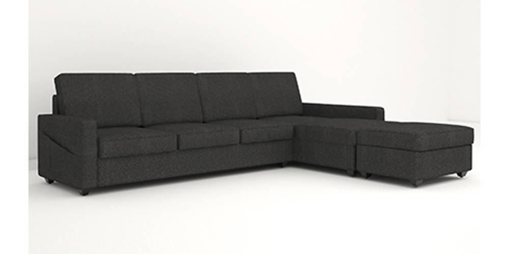 Aristo Sectional Fabric Sofa with Ottoman (Ash Grey) by Urban Ladder - - 
