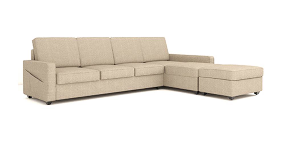 Aristo Sectional Fabric Sofa with Ottoman (Bliss Beige) by Urban Ladder - - 