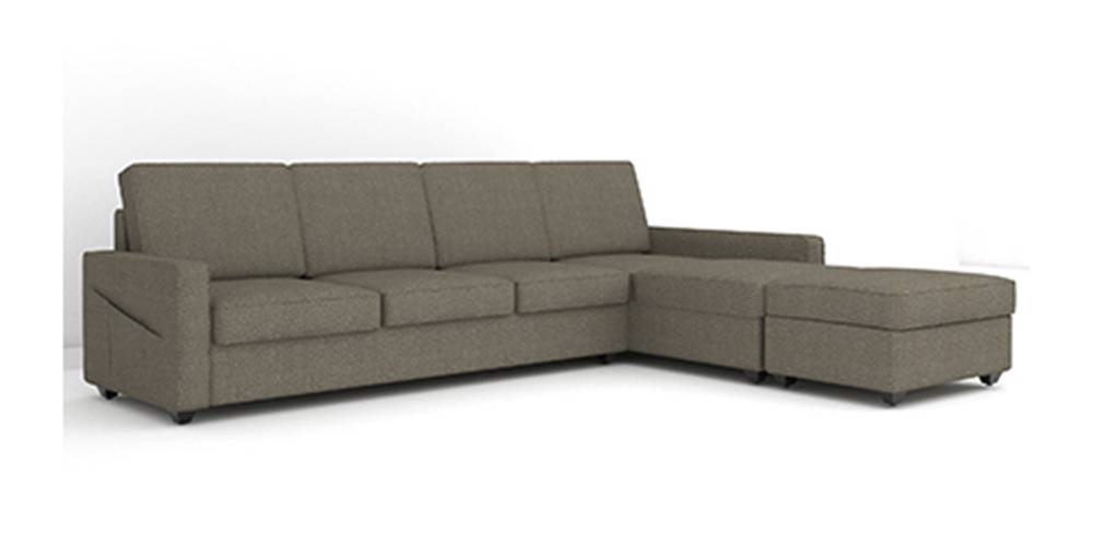 Aristo Sectional Fabric Sofa with Ottoman (Coffee Brown) by Urban Ladder - - 