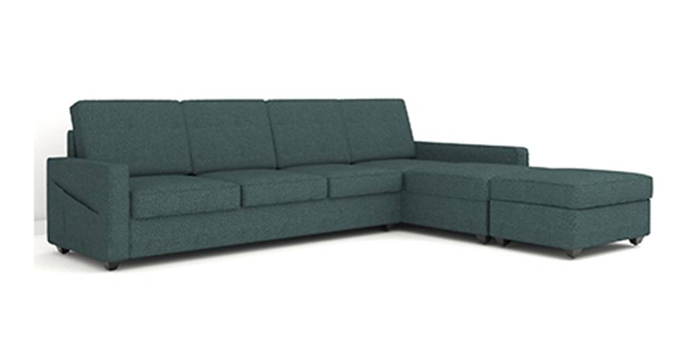 Aristo Sectional Fabric Sofa with Ottoman (Pastel Blue) by Urban Ladder - - 