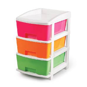 Drawer Design Wilson Plastic Colourful Chest of Drawer (3 Drawer Configuration, Multicolored Finish)