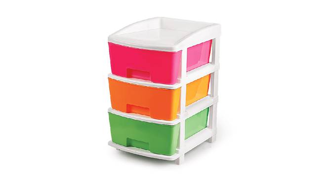 Plastic Colourful Chest of Drawer (3 Drawer Configuration, Multicolored Finish) by Urban Ladder - Front View Design 1 - 677808