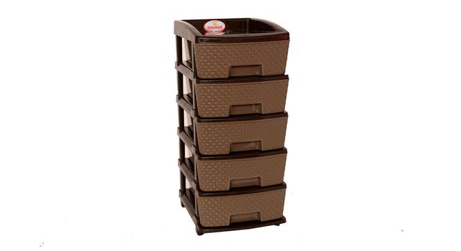 Carter Plastic Chest of Drawer (Brown Finish, 5 Drawer Configuration) by Urban Ladder - Front View - 677847
