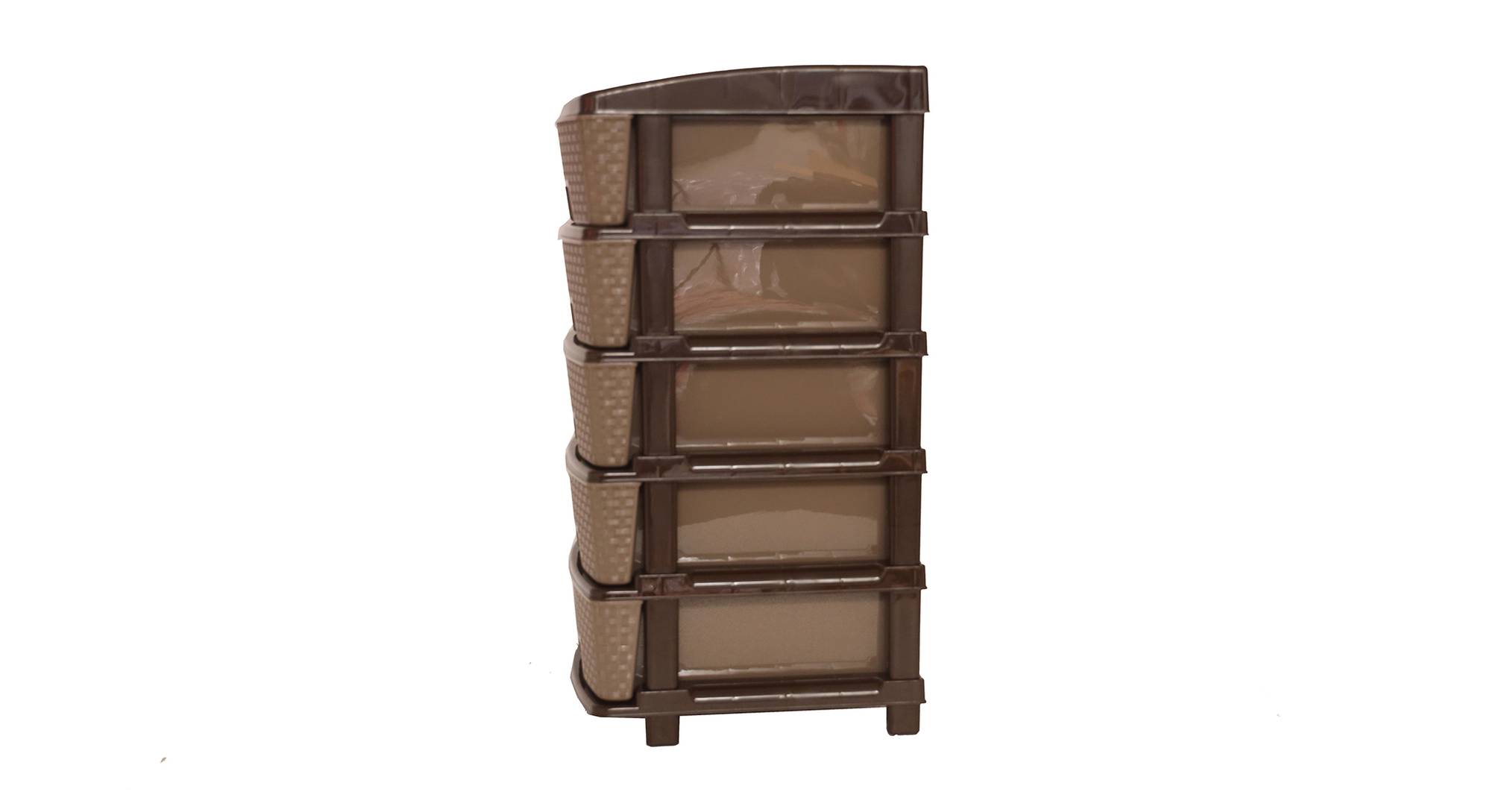 Carter Plastic Chest of 5 Drawers in Beige Finish Urban Ladder