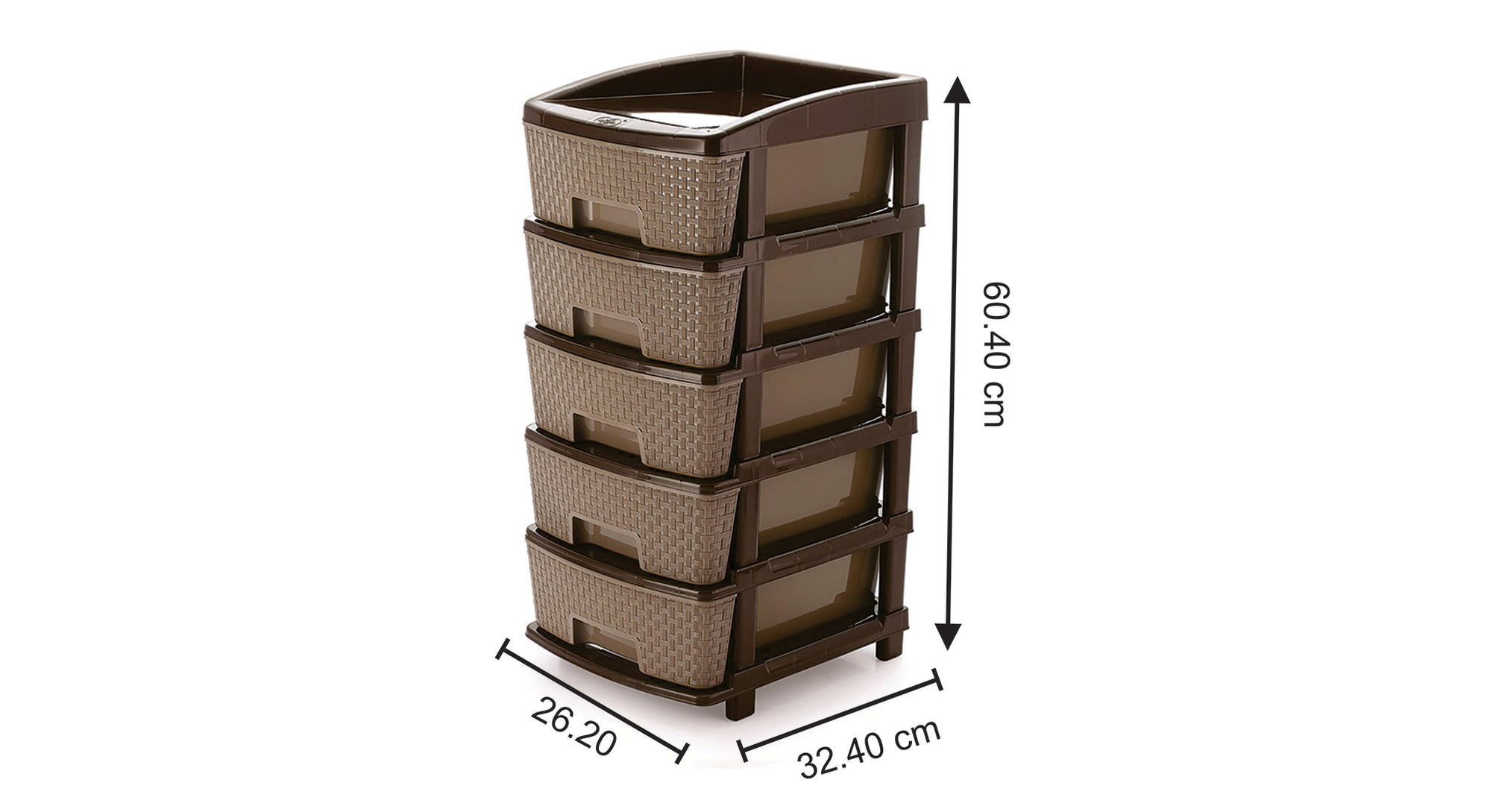 Carter Plastic Chest of 5 Drawers in Beige Finish Urban Ladder