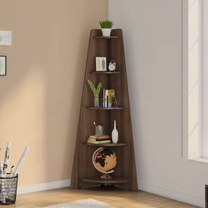 Corner Storage Design Cory Engineered Wood Bookshelf in Acacia Finish