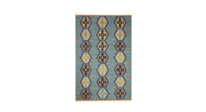 IMPERIAL KNOTS wool Dhurries - Blue-5X7.6 (Blue, 5 x 7.6 Feet Carpet Size) by Urban Ladder - Front View Design 1 - 677957