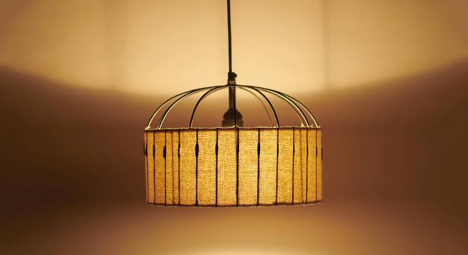 Antz Hanging Lamp Drum Mustard (Black) by Urban Ladder - Design 1 Side View - 678086