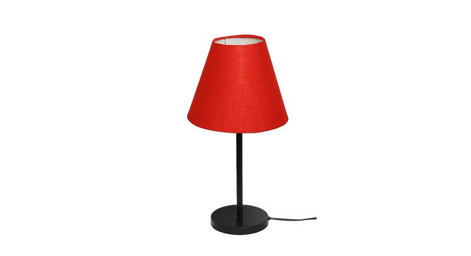 Black Metal Table Lamp with Cotton Fabric Conical Shade-TAB-MET-9921 (Red) by Urban Ladder - Front View Design 1 - 678144