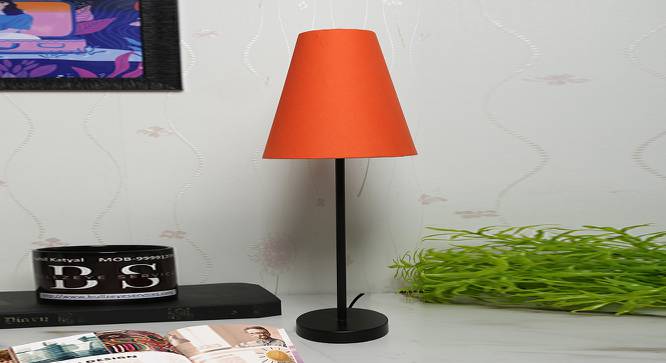 Black Metal Table Lamp with Cotton Fabric Conical Shade-TAB-MET-9918 (Orange) by Urban Ladder - Design 1 Side View - 678159