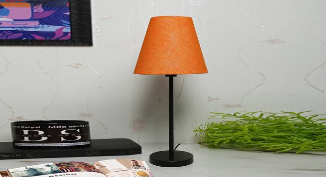 Black Metal Table Lamp with Cotton Fabric Conical Shade-TAB-MET-9919 (Orange) by Urban Ladder - Design 1 Side View - 678160
