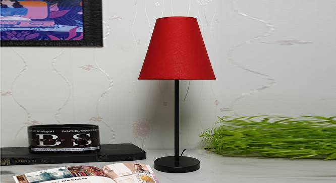 Black Metal Table Lamp with Cotton Fabric Conical Shade-TAB-MET-9921 (Red) by Urban Ladder - Design 1 Side View - 678162