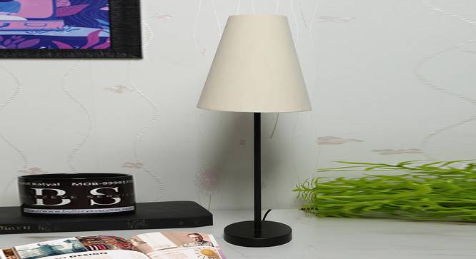 Pack of 2 Black Metal Table Lamp with Cotton Fabric Conical Shade-TAB-MET-9927 (White) by Urban Ladder - Design 1 Side View - 678164