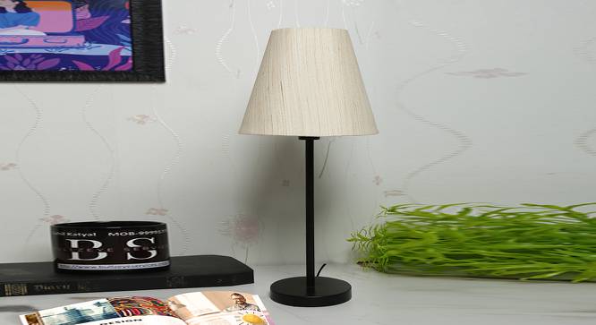 Pack of 2 Black Metal Table Lamp with Cotton Fabric Conical Shade-TAB-MET-9928 (White) by Urban Ladder - Design 1 Side View - 678165