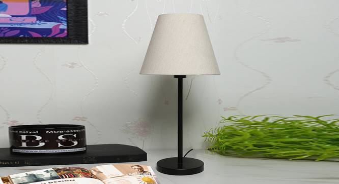 Pack of 2 Black Metal Table Lamp with Cotton Fabric Conical Shade-TAB-MET-9929 (White) by Urban Ladder - Design 1 Side View - 678166