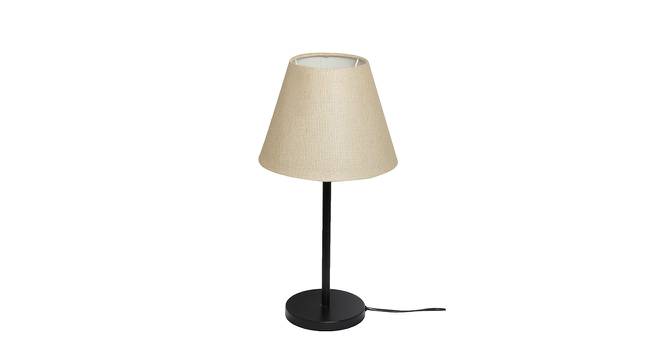 Pack of 2 Black Metal Table Lamp with Cotton Fabric Conical Shade-TAB-MET-9925 (Beige) by Urban Ladder - Front View Design 1 - 678235