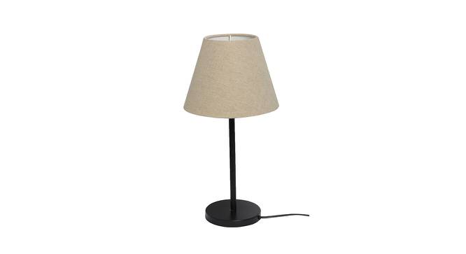 Pack of 2 Black Metal Table Lamp with Cotton Fabric Conical Shade-TAB-MET-9932 (Beige) by Urban Ladder - Front View Design 1 - 678238