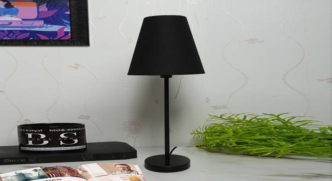 Black Metal Table Lamp with Cotton Fabric Conical Shade-TAB-MET-9911 (Black) by Urban Ladder - Design 1 Side View - 678241