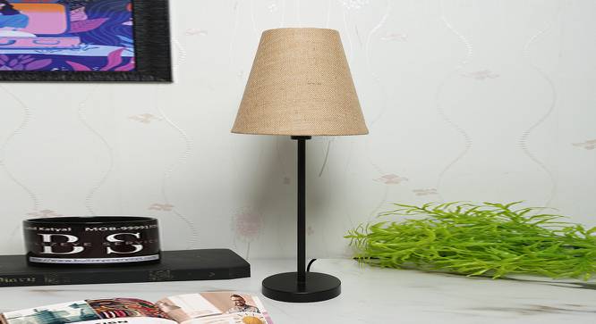 Black Metal Table Lamp with Cotton Fabric Conical Shade-TAB-MET-9916 (Brown) by Urban Ladder - Design 1 Side View - 678243