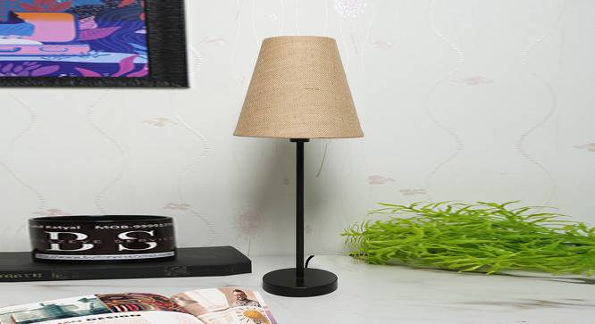 Pack of 2 Black Metal Table Lamp with Cotton Fabric Conical Shade-TAB-MET-9931 (Brown) by Urban Ladder - Design 1 Side View - 678248