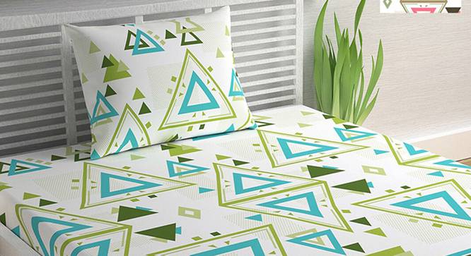 Divine Casa Cotton 2 Single Bedsheet with 2 Pillowcover - Blue & Pink (Single Size, Multicoloured) by Urban Ladder - Front View Design 1 - 678471