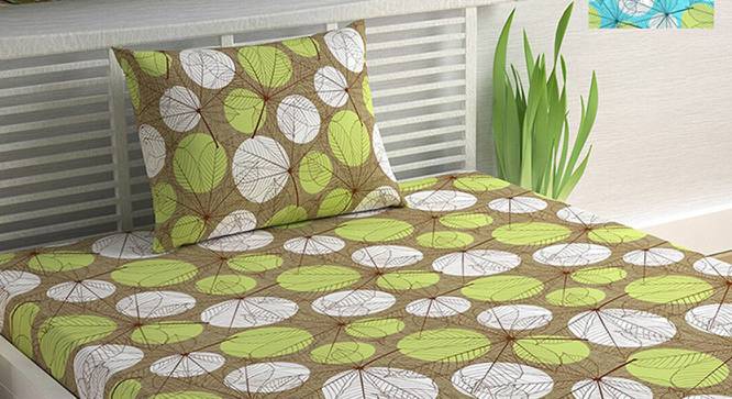 Divine Casa Cotton 2 Single Bedsheet with 2 Pillowcover - Blue & Brown (Single Size, Multicoloured) by Urban Ladder - Front View Design 1 - 678475