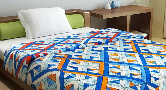 Divine Casa Fabric 2 Single Comforter - Blue & White (Single Size, Multicoloured) by Urban Ladder - Front View Design 1 - 678486