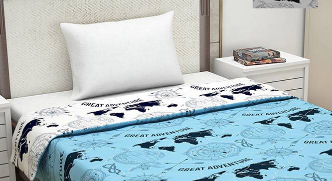 Divine Casa Fabric 2 Single Comforter - Blue & Grey (Single Size, Multicoloured) by Urban Ladder - Front View Design 1 - 678487