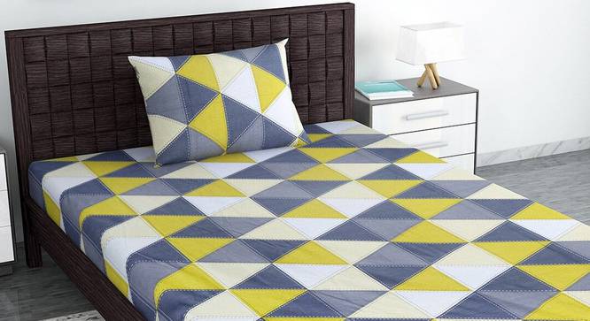 Divine Casa Cotton 2 Single Bedsheet with 2 Pillowcover - Green & Grey (Single Size, Multicoloured) by Urban Ladder - Design 1 Side View - 678496