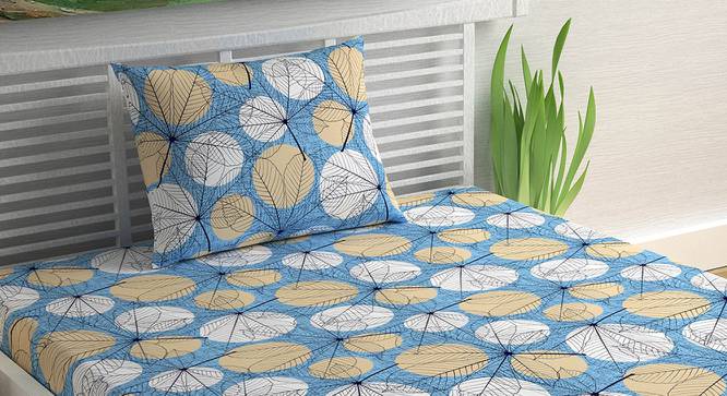 Divine Casa Cotton 2 Single Bedsheet with 2 Pillowcover - Green & Blue (Single Size, Multicoloured) by Urban Ladder - Design 1 Side View - 678501