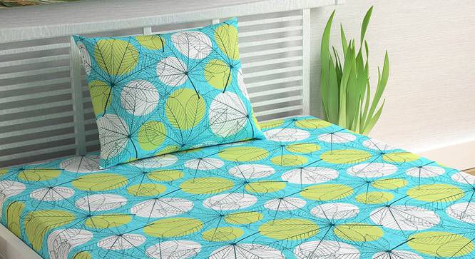 Divine Casa Cotton 2 Single Bedsheet with 2 Pillowcover - Blue & Brown (Single Size, Multicoloured) by Urban Ladder - Design 1 Side View - 678502