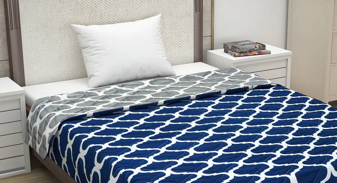 Divine Casa Fabric 2 Single Comforter - Navy Blue and White (Single Size, Multicoloured) by Urban Ladder - Design 1 Side View - 678524
