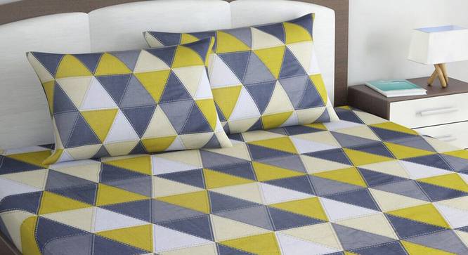 Divine Casa Cotton 2 Double Bedsheet with 4 Pillowcover - Green & Blue (Queen Size, Multicoloured) by Urban Ladder - Front View Design 1 - 678571
