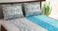Divine Casa Cotton 2 Double Bedsheet with 4 Pillowcover - White & Turquoise Blue (Queen Size, Multicoloured) by Urban Ladder - Front View Design 1 - 678573
