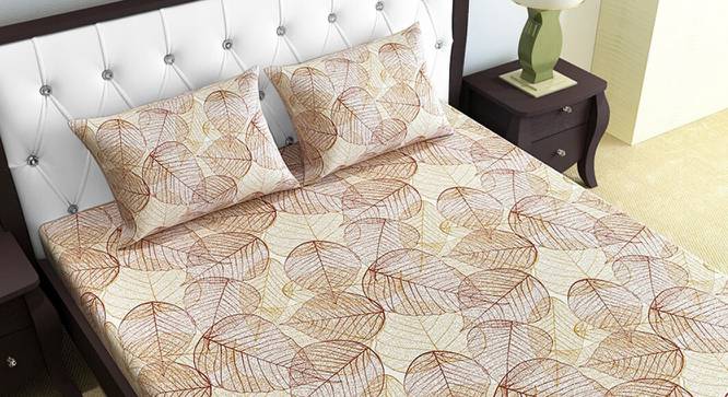 Divine Casa Cotton 2 Double Bedsheet with 4 Pillowcover - Brown & Blue (Queen Size, Multicoloured) by Urban Ladder - Front View Design 1 - 678574