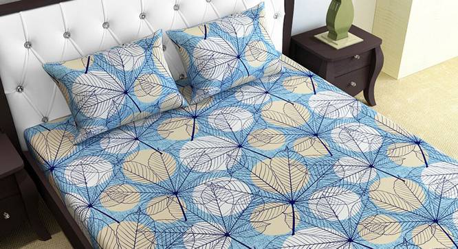 Divine Casa Cotton 2 Double Bedsheet with 4 Pillowcover-Blue & Green (Queen Size, Multicoloured) by Urban Ladder - Front View Design 1 - 678575