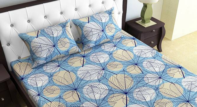Divine Casa Cotton 2 Double Bedsheet with 4 Pillowcover - Blue & Green (Queen Size, Multicoloured) by Urban Ladder - Front View Design 1 - 678576