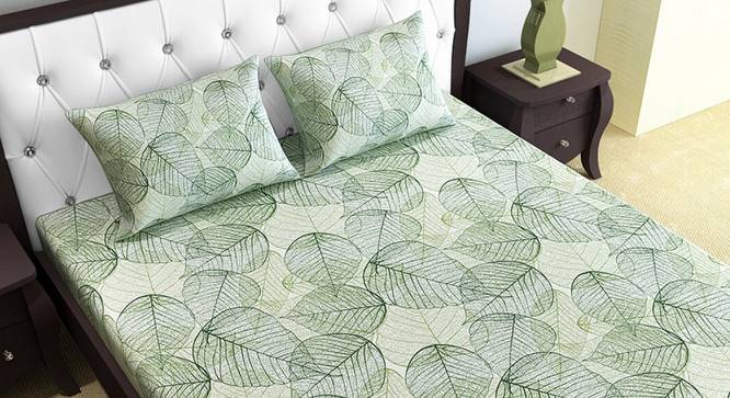 Divine Casa Cotton 2 Double Bedsheet with 4 Pillowcover - Grey & Blue (Queen Size, Multicoloured) by Urban Ladder - Front View Design 1 - 678577