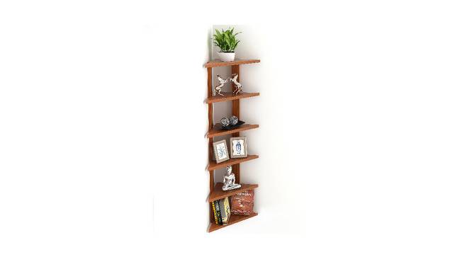 Bluewud Wudville Braine Engineered Wood Wall Mount Corner Shelf, Display Rack, (6 Tringle Shelves - Walnut) (Walnut Finish) by Urban Ladder - Front View Design 1 - 678765