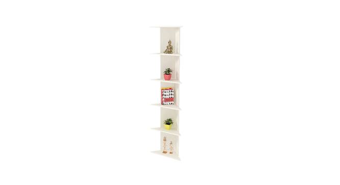 BLUEWUD Cadlic Engineered Wood Multi-Tier Corner Shelf, Display Rack (6 Shelves - White) (White Finish) by Urban Ladder - Front View Design 1 - 678767