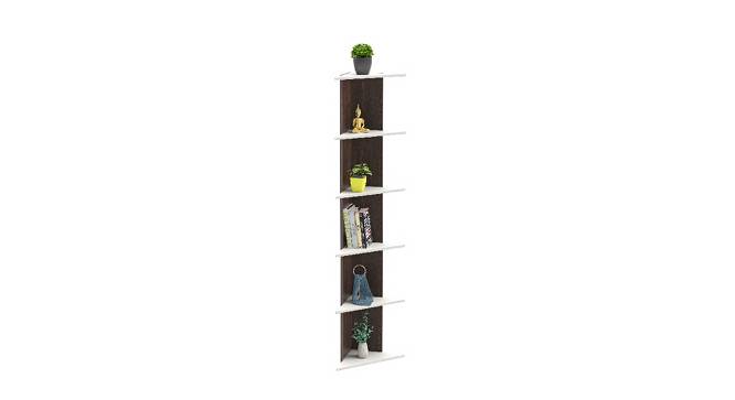 BLUEWUD Cadlic Engineered Wood Multi-Tier Corner Shelf, Display Rack (6 Shelves - Wenge & White) (Wenge & White Finish) by Urban Ladder - Front View Design 1 - 678768