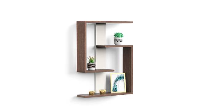 BLUEWUD Easton Engineered Wood Wall Shelf, Display Rack, 3 Shelves (Wenge & White)… (Wenge & White Finish) by Urban Ladder - Front View Design 1 - 678769