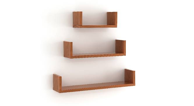 BLUEWUD Caesar Engineered Wood Wall Decorative Shelf, Set of 3 Floating Display Shelves (Walnut) (Walnut Finish) by Urban Ladder - Front View Design 1 - 678780