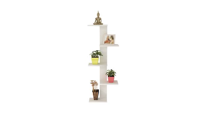 BLUEWUD Alaire Engineered Wood Wall Decor Shelf, Display Rack (White) (White Finish) by Urban Ladder - Design 1 Side View - 678785