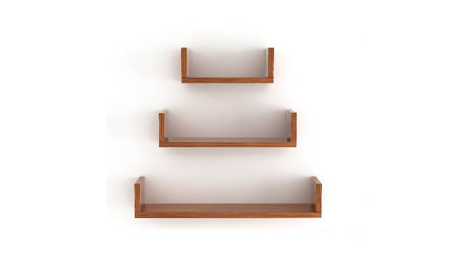 BLUEWUD Caesar Engineered Wood Wall Decorative Shelf, Set of 3 Floating Display Shelves (Walnut) (Walnut Finish) by Urban Ladder - Design 1 Side View - 678804